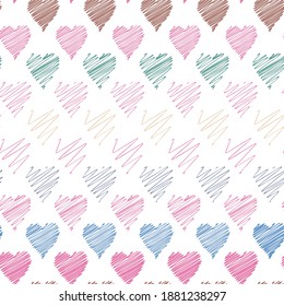 Fondo vectorial impecable con corazones multicolores sombreados. Patrón bonito para bodas o tarjetas de amor, impresión de tela, papel envolvente, papel pintado, cubierta.