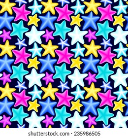 Seamless vector background with multi-colored stars