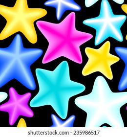 Seamless vector background with multi-colored stars