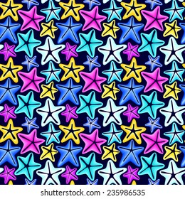 Seamless vector background with multi-colored stars