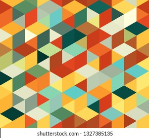 Seamless vector background with multicolored triangles. Geometric pattern.