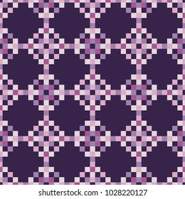 Seamless vector background with Norwegian snowflakes. The texture of the primitive snowflakes. Pixel snowflakes. Winter pattern. Textile rapport.