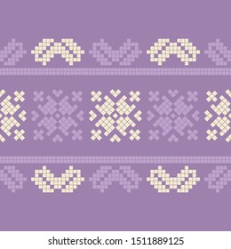 Seamless vector background with Norwegian snowflakes. Pixel snowflakes. Merry Christmas! Winter pattern. Can be used for wallpaper, textile, invitation card, wrapping, web page background.