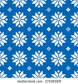 Seamless vector background with Norwegian snowflakes. Print. Repeating background. Cloth design, wallpaper.