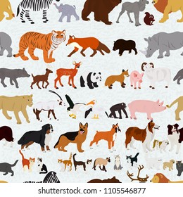 Seamless vector background on a wildlife theme