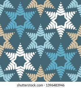 Seamless vector background. Ornament with hexagonal stars. Hand drawing. Can be used for wallpaper, textile, invitation card, wrapping, web page background.