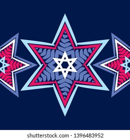 Seamless vector background. Ornament with hexagonal stars. Hand drawing. Can be used for wallpaper, textile, invitation card, wrapping, web page background.