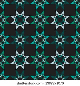 Seamless vector background. Ornament with octagonal stars. Mosaic of ethnic figures. Hand drawing. Can be used for wallpaper, textile, invitation card, wrapping, web page background.