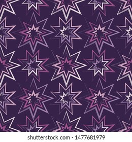 Seamless vector background. Ornament with Stars. Mosaic of ethnic figures. Hand drawing. Can be used for wallpaper, textile, invitation card, wrapping, web page background.