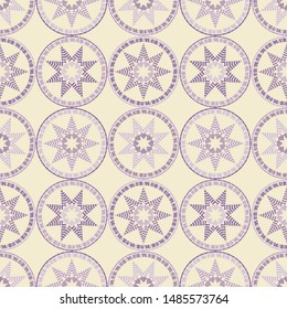 Seamless vector background. Ornament with Stars. Mosaic of ethnic figures. Hand drawing. Can be used for wallpaper, textile, invitation card, wrapping, web page background.