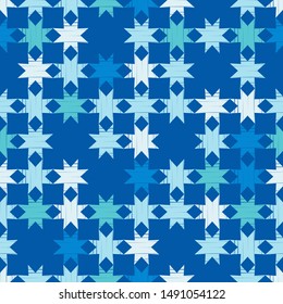 Seamless vector background. Ornament with Stars. Mosaic of ethnic figures. Hand drawing. Can be used for wallpaper, textile, invitation card, wrapping, web page background.