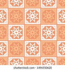 Seamless vector background. Ornament with Stars. Mosaic of ethnic figures. Hand drawing. Can be used for wallpaper, textile, invitation card, wrapping, web page background.