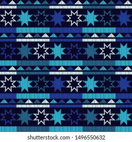 Seamless vector background. Ornament with Stars. Mosaic of ethnic figures. Hand drawing. Can be used for wallpaper, textile, invitation card, wrapping, web page background.