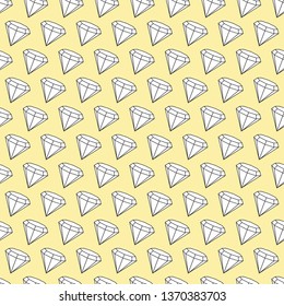 Seamless vector background with pastel shapes in 3D style. Geometric pattern with outlined diamonds.