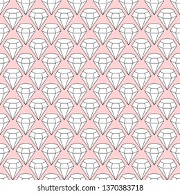 Seamless vector background with pastel shapes in 3D style. Geometric pattern with outlined diamonds.