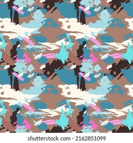 Seamless vector background pattern with abstract ornaments. Retro bright summer background. Vintage exotic print. Modern abstract seamless pattern for textile design.