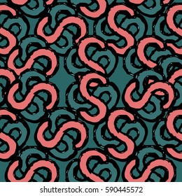 Seamless vector background pattern with ethnic colorful hand drawn signs for your design