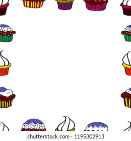 Seamless. Vector Background seamless pattern with hand drawn Frame doodle. Doodle frame consists of white, red and black border.