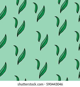 Seamless vector background pattern with isolated hand drawn leaves for wrapping paper, gifts, clothes in minimal style