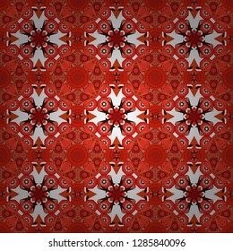 Seamless vector background pattern. Moroccan, Turkish, Indian modern floor tiles in orange, red and white colors.