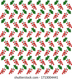 Seamless vector background pattern red currant, Great for restaurant menu background, healthy food concept, juice bar illustration. Vegetarian colorful texture. Great summer tile.