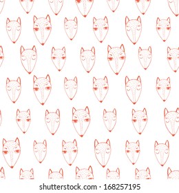 Seamless vector background. Pattern with sly foxes. Useful for packaging, wrapping paper, wallpaper, fabric, fashion, home decor, etc.