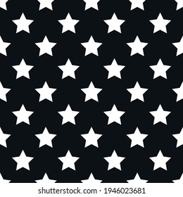 Seamless Vector background pattern with stars. Minimalistic black and white design for textile or wallpaper