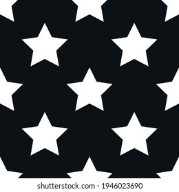 Seamless Vector background pattern with stars. Minimalistic black and white design for textile or wallpaper