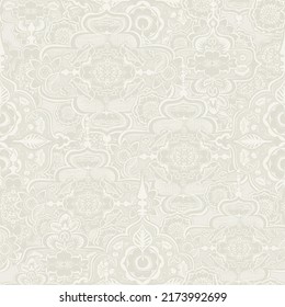 SEAMLESS VECTOR BACKGROUND PATTERN wedding bridal decorative ornate classic victorian floral motif in soft light subtle natural oatmeal beige grey