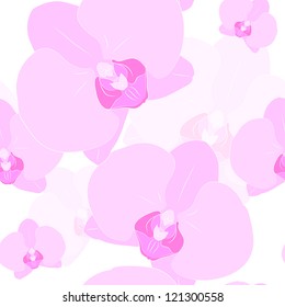 Seamless vector background. Phalaenopsis orchid. Pink.