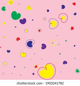 Seamless vector background with pink hearts. Love, wedding, Valentine's day design.