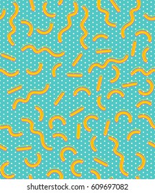 seamless vector background of random curves in 80s memphis style. each detail in separate layer.