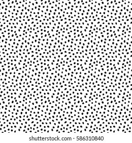 Seamless vector background with random elements. Tileable black and white ornament. Dotted abstract pattern