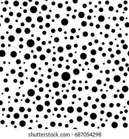 Seamless vector background with random elements. Abstract black and white ornament. Dotted abstract pattern