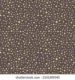 Seamless vector background with random golden rhombuses. Abstract ornament. Dotted abstract pattern