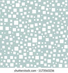 Seamless vector background with random white squares. Abstract ornament. Dotted abstract pattern
