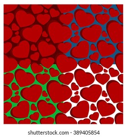 Seamless vector background. Randomly spreading hearts. Gay page layout in a romantic style.