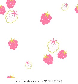 Seamless vector background with raspberries. Modern pattern for textile and wrapping paper.