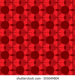 Seamless vector background with red decorative polygonal hearts