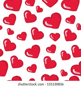 Seamless vector background with red shining hearts