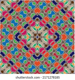 Seamless vector background with repeat pattern. multicolored  mosaic. Perfect for fashion, textile design, cute themed fabric, on wall paper, wrapping paper, fabrics and home decor.
