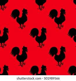 Seamless vector background with roosters.