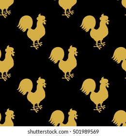 Seamless vector background with roosters.