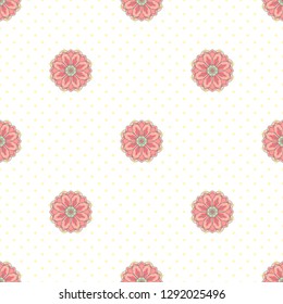Seamless vector background with round floral patern