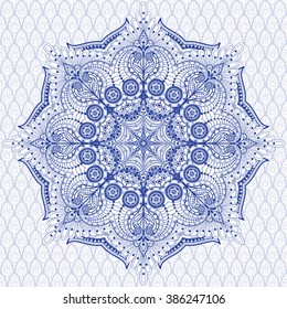 Seamless vector background with round floral pattern. Ethnic ornament on backdrop.