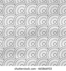 Seamless vector background. Round patterns in style of Japanese Sachiko embroidery. Watercolor backdrop. Hand drawing.