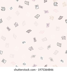 Seamless vector background with scattered flying, falling paper documents sheets. Background with paper in flight, illustration of clear chaotic paper