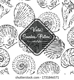 A seamless vector background. Shells pattern.