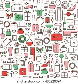 seamless vector background with shopping icons.vector