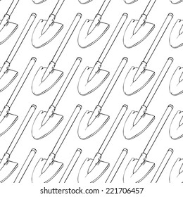 Seamless vector background with shovels